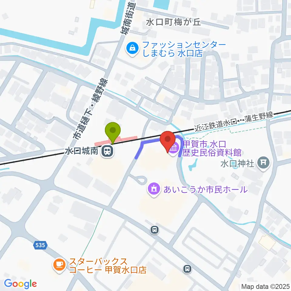 甲賀市水口歴史民俗資料館の最寄駅水口城南駅からの徒歩ルート（約2分）地図