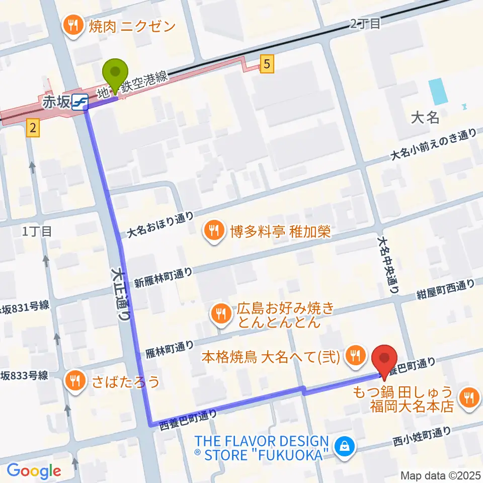 UNITEDLABの最寄駅赤坂駅からの徒歩ルート（約6分）地図