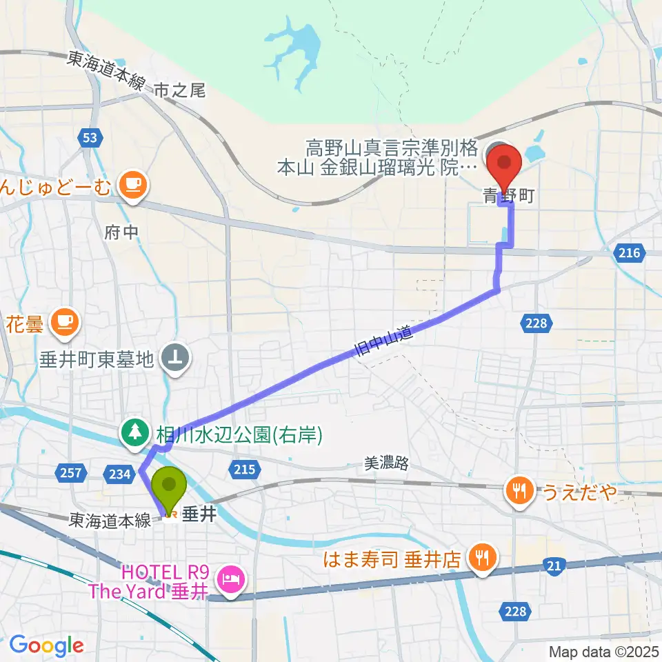 大垣市歴史民俗資料館の最寄駅垂井駅からの徒歩ルート（約44分）地図