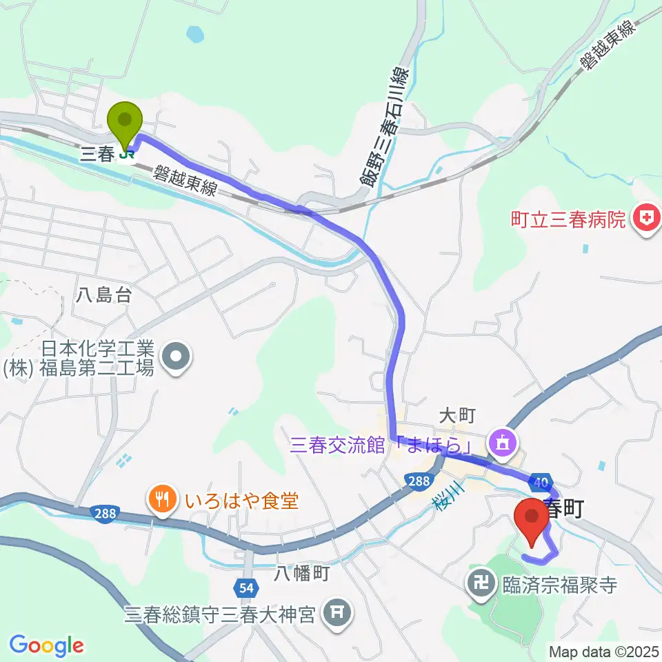 三春町歴史民俗資料館の最寄駅三春駅からの徒歩ルート（約26分）地図