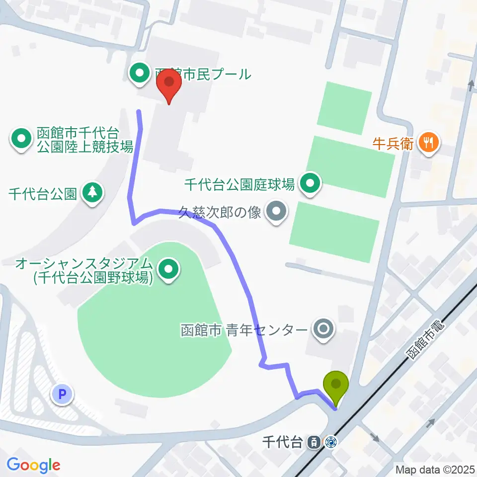三和防災アクアウイングプールの最寄駅千代台駅からの徒歩ルート（約5分）地図