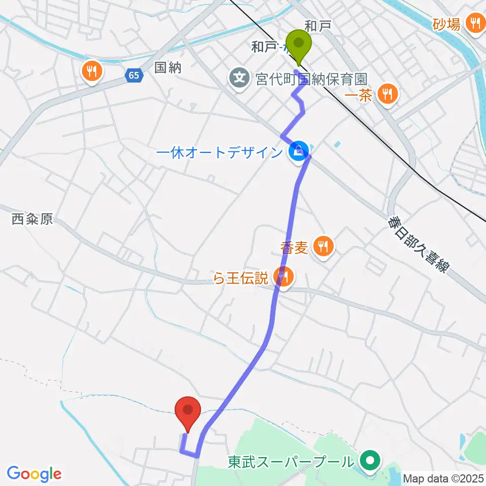 五十嵐裕岐 津軽三味線教室の最寄駅和戸駅からの徒歩ルート（約24分）地図