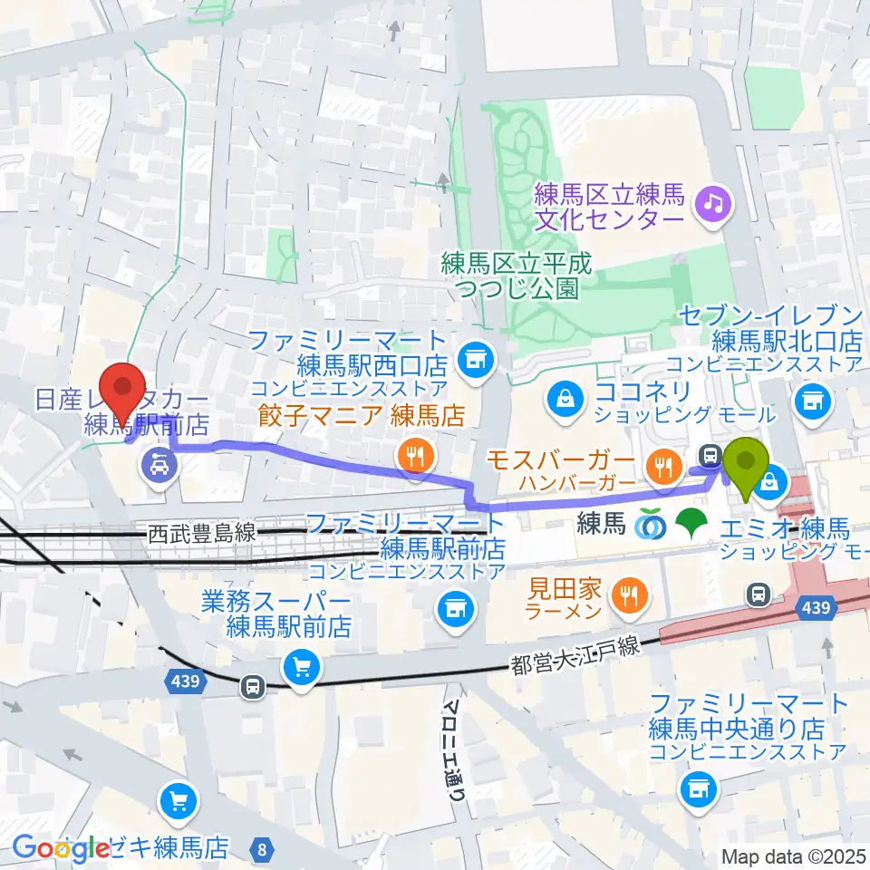 大沢一仁メモリアル 志摩音楽教室の最寄駅練馬駅からの徒歩ルート（約6分）地図