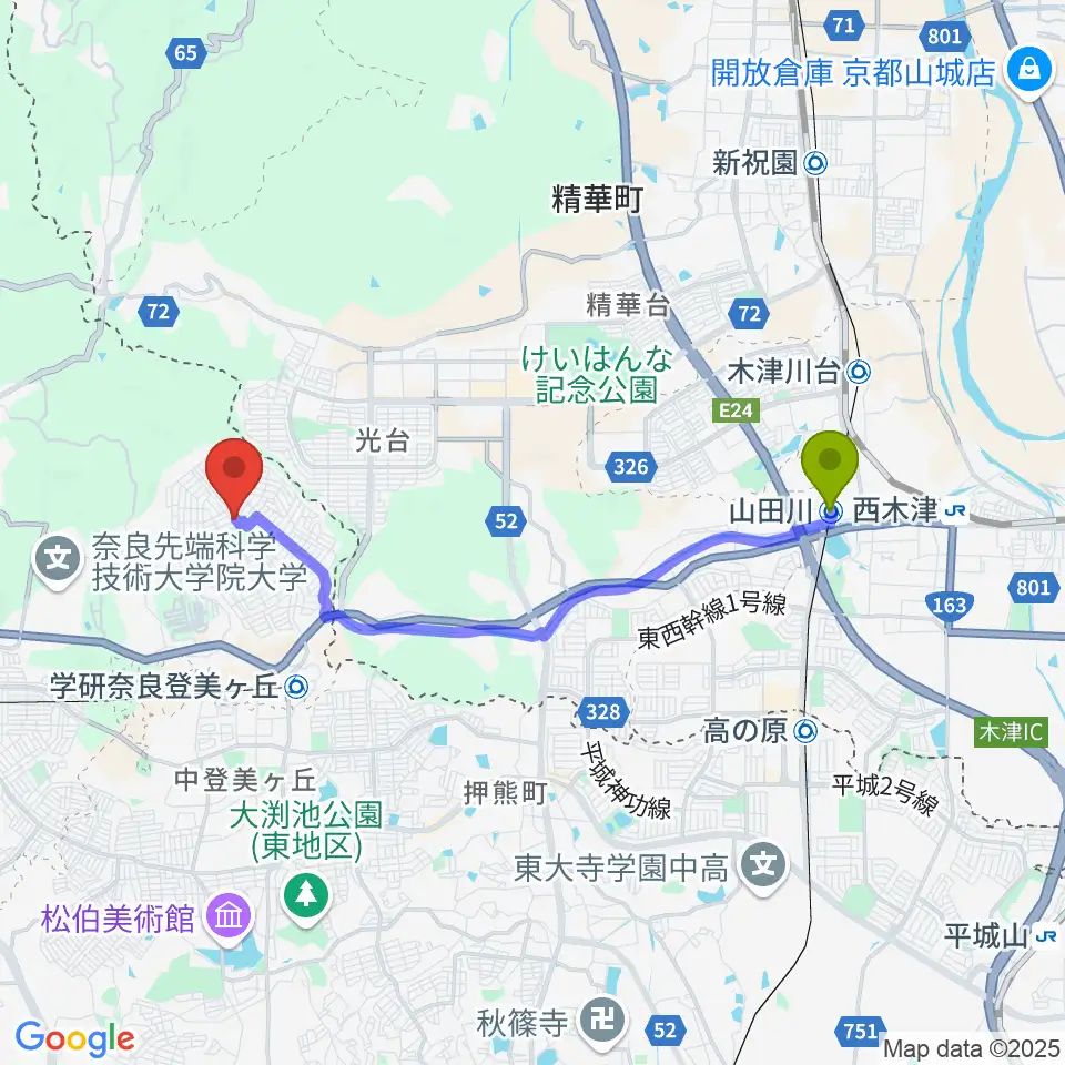 山田川駅からはせドラムスクールへのルートマップ地図