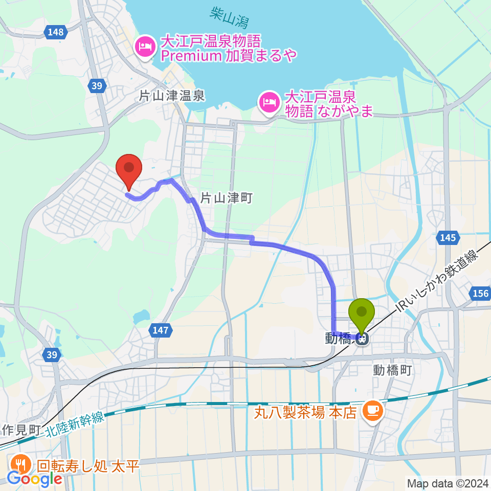 パスカル音楽教室の最寄駅動橋駅からの徒歩ルート（約34分）地図