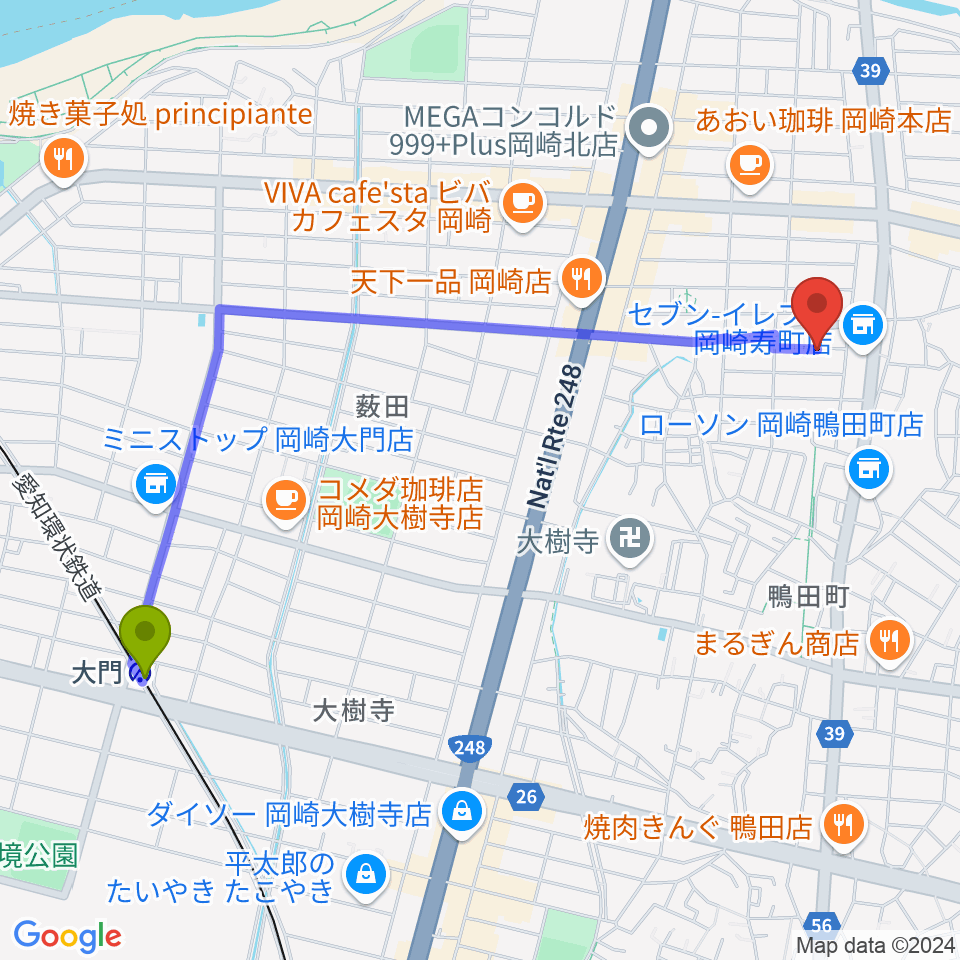 HIRO MUSIC HOUSEの最寄駅大門駅からの徒歩ルート（約24分）地図