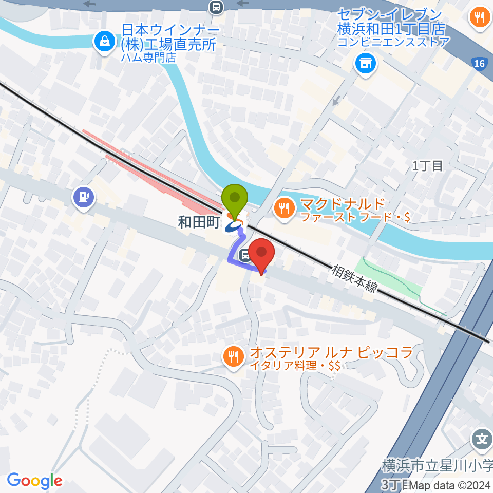 アート和田町音楽院の最寄駅和田町駅からの徒歩ルート（約1分）地図