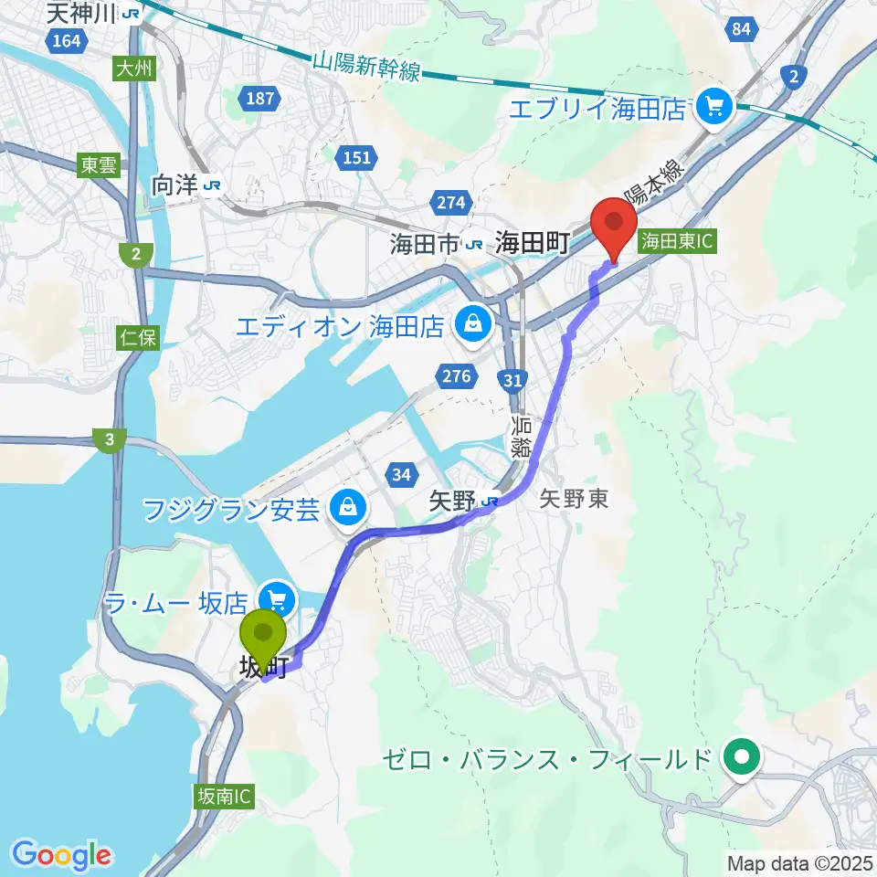 坂駅からアトリエBへのルートマップ地図