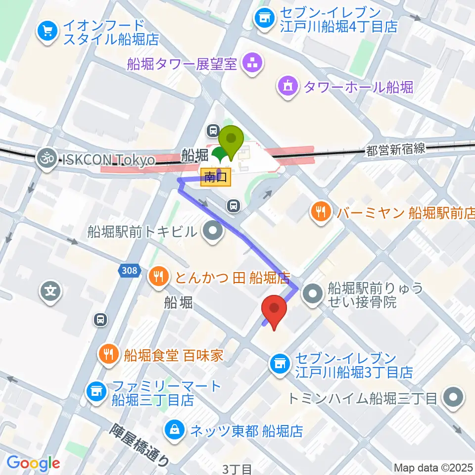 小林音楽教室 船堀教室の最寄駅船堀駅からの徒歩ルート（約3分）地図