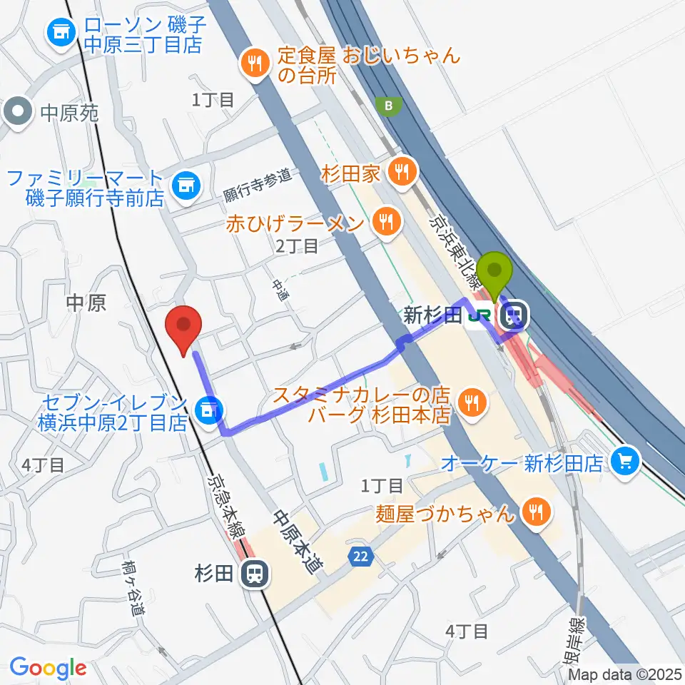 新杉田駅から琴美会へのルートマップ地図