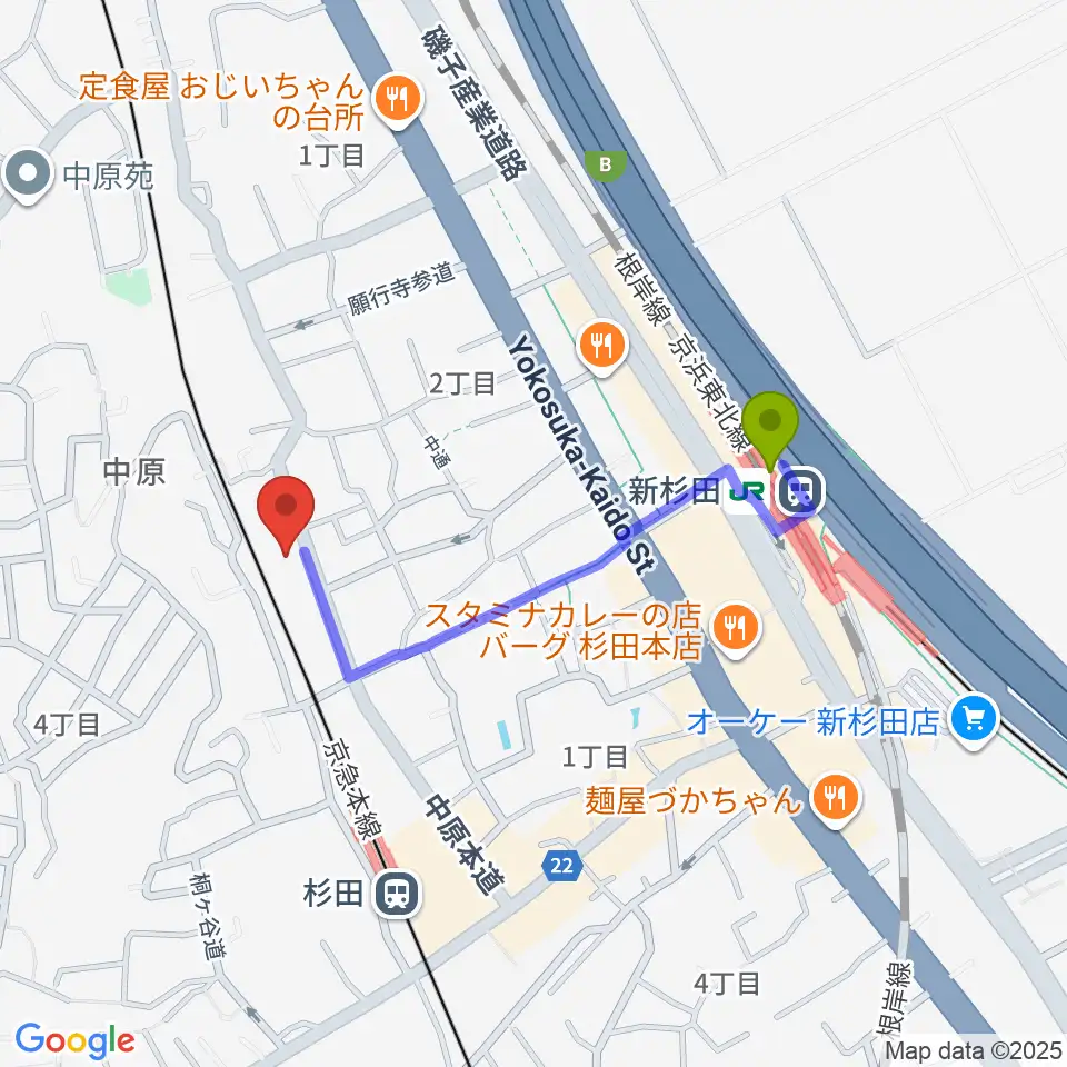 新杉田駅から琴美会へのルートマップ地図