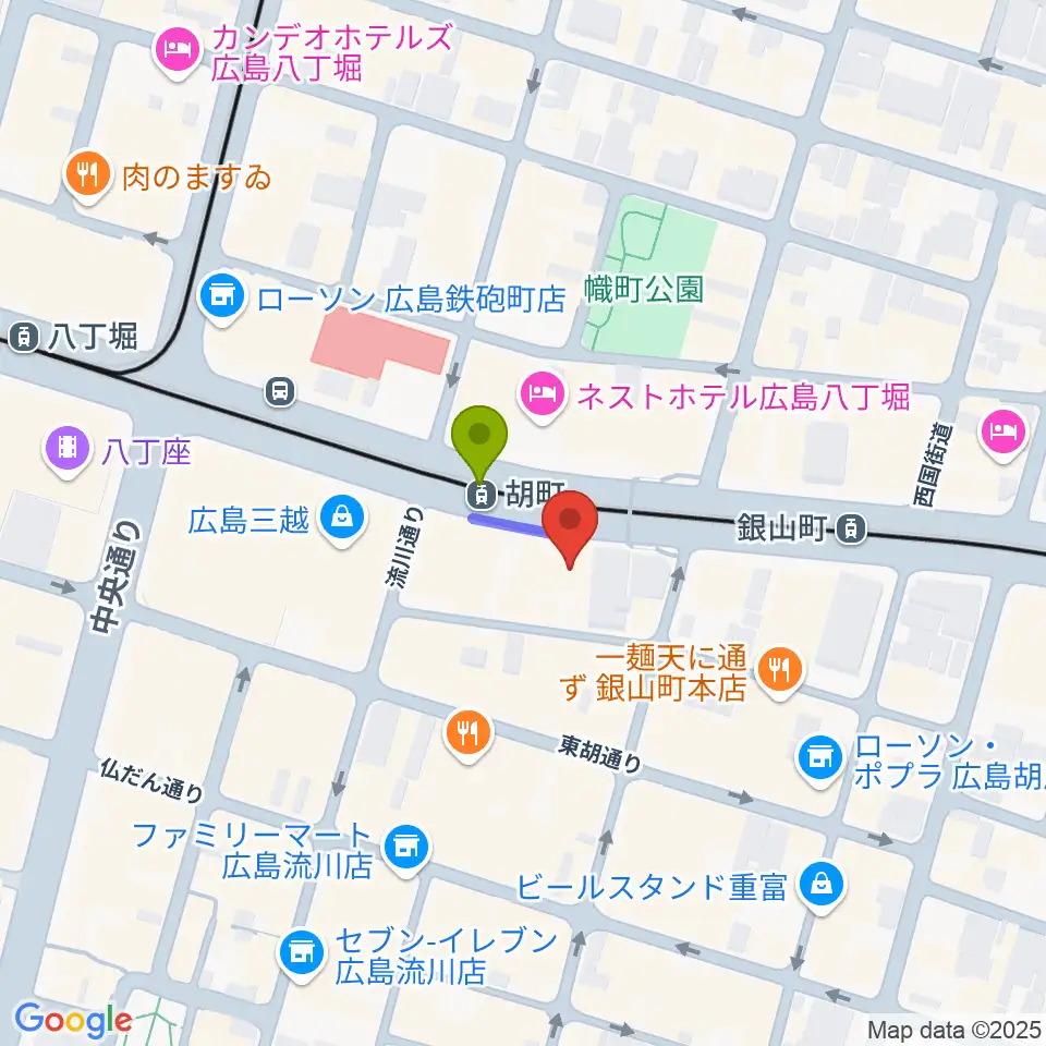 JM music Vocal Schoolの最寄駅胡町駅からの徒歩ルート（約1分）地図