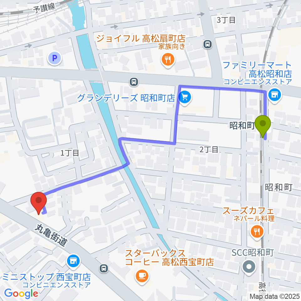 ブッチミュージックラボ.の最寄駅昭和町駅からの徒歩ルート（約6分）地図