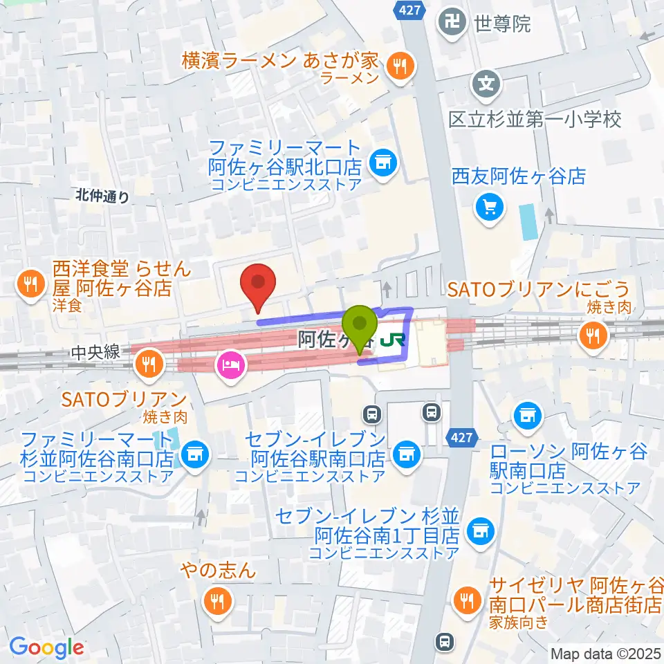 阿佐ヶ谷Yellow Visionの最寄駅阿佐ケ谷駅からの徒歩ルート（約1分）地図