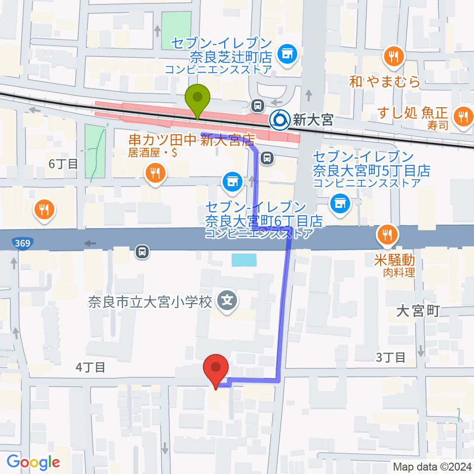 新大宮G5の最寄駅新大宮駅からの徒歩ルート（約4分）地図