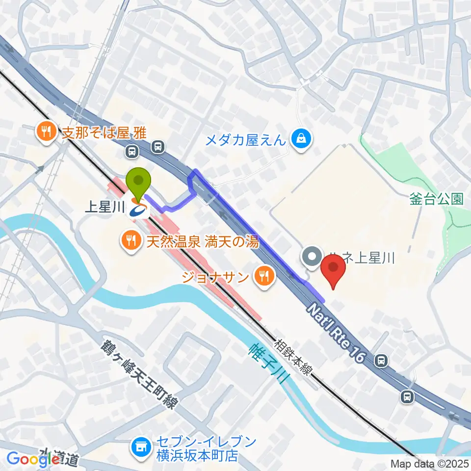 横浜ミュージックアカデミーの最寄駅上星川駅からの徒歩ルート（約4分）地図