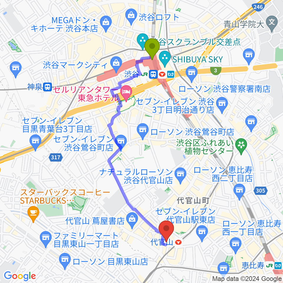 代官山 晴れたら空に豆まいての行き方 渋谷駅から徒歩分 ルートマップ