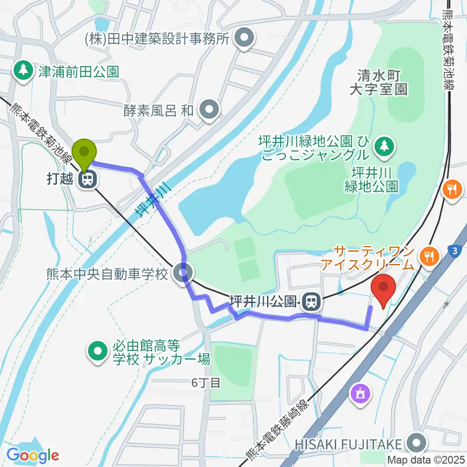 打越駅からスタジオスミスへのルートマップ地図
