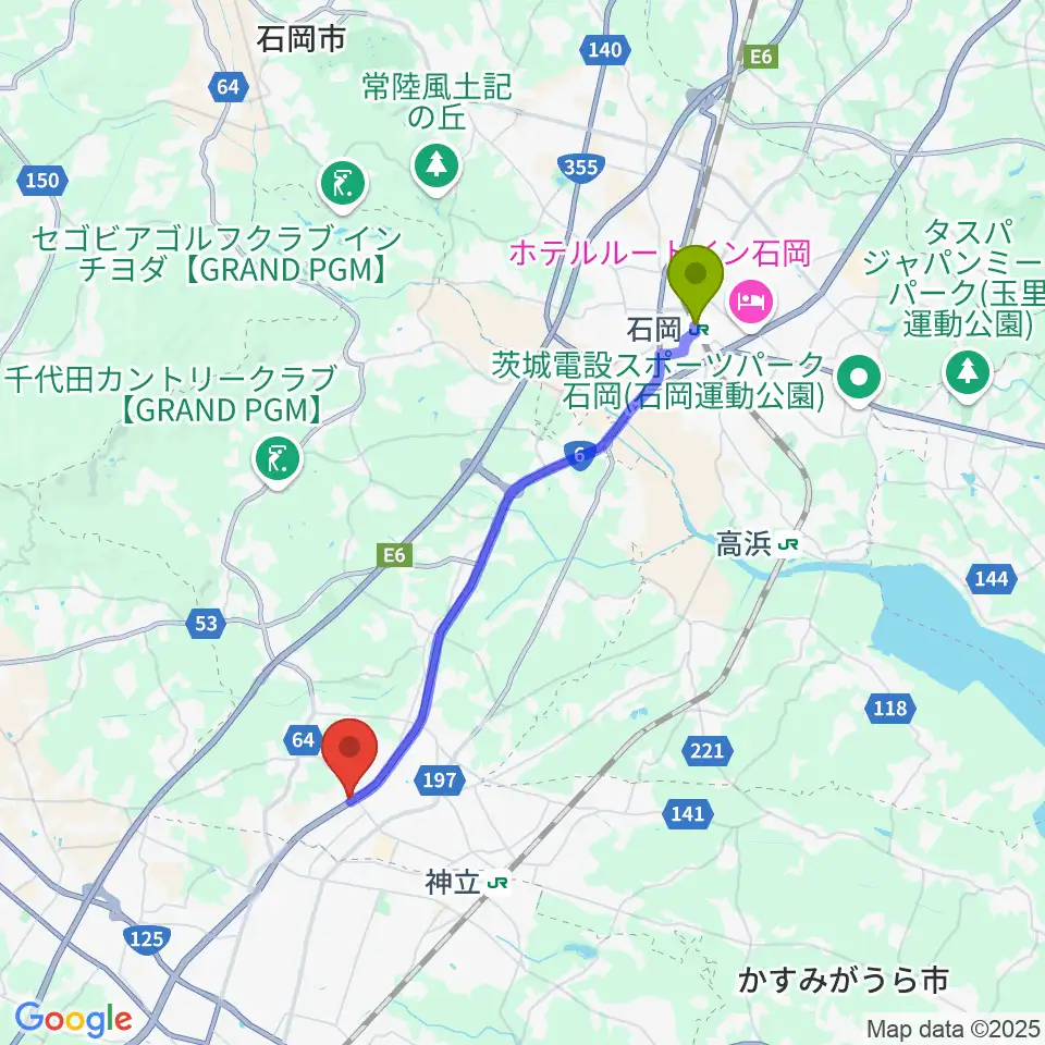 石岡駅からMind-Neoへのルートマップ地図