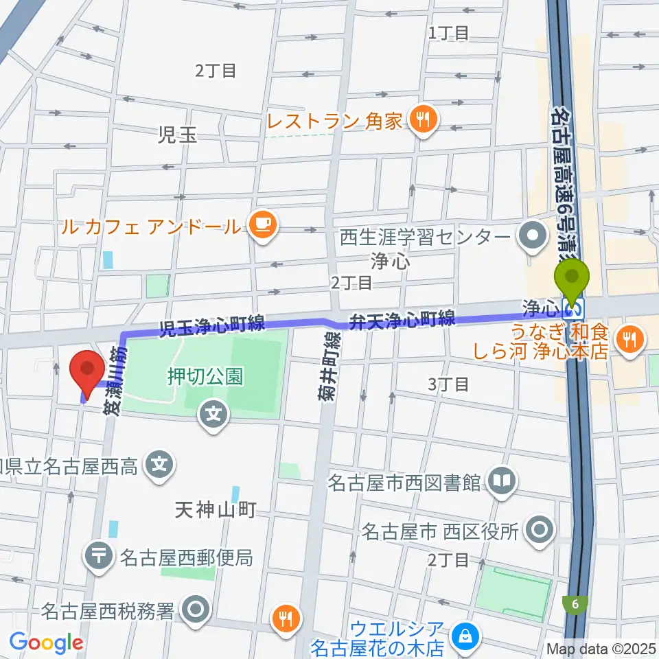スタジオ・リリタの最寄駅浄心駅からの徒歩ルート（約12分）地図