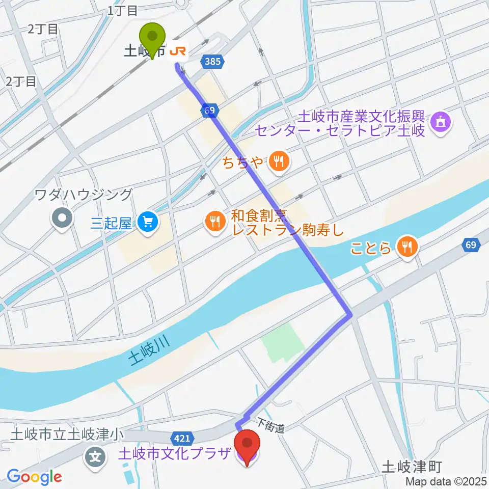 土岐市文化プラザの最寄駅土岐市駅からの徒歩ルート（約13分）地図