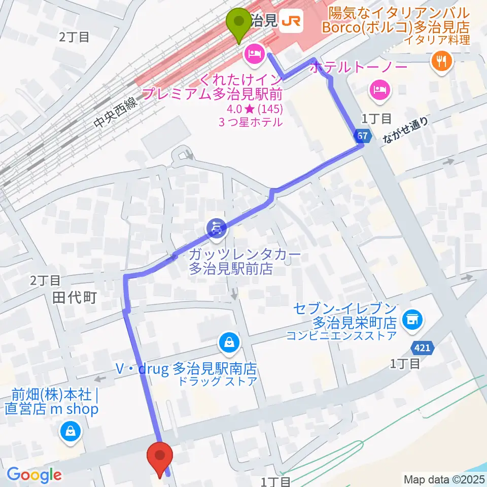 アートスペース ホリエの最寄駅多治見駅からの徒歩ルート（約7分）地図