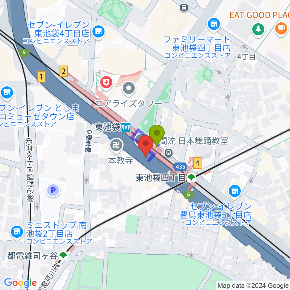 東池袋プレイヤーズの最寄駅東池袋駅からの徒歩ルート（約0分）地図