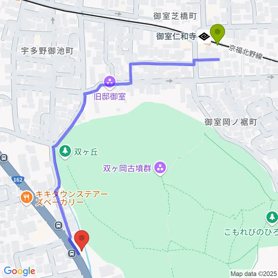 京都SOENの最寄駅御室仁和寺駅からの徒歩ルート（約7分）地図