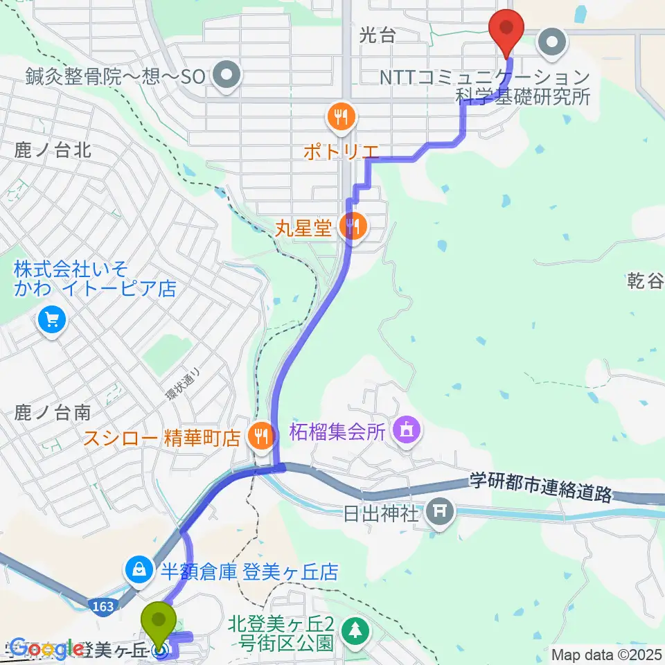 那達幕 ナーダムの最寄駅学研奈良登美ヶ丘駅からの徒歩ルート（約32分）地図