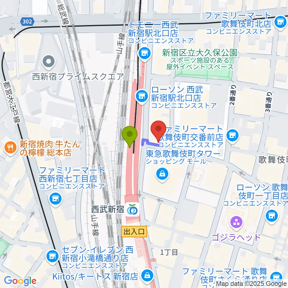 新宿マーブルの最寄駅西武新宿駅からの徒歩ルート（約1分）地図