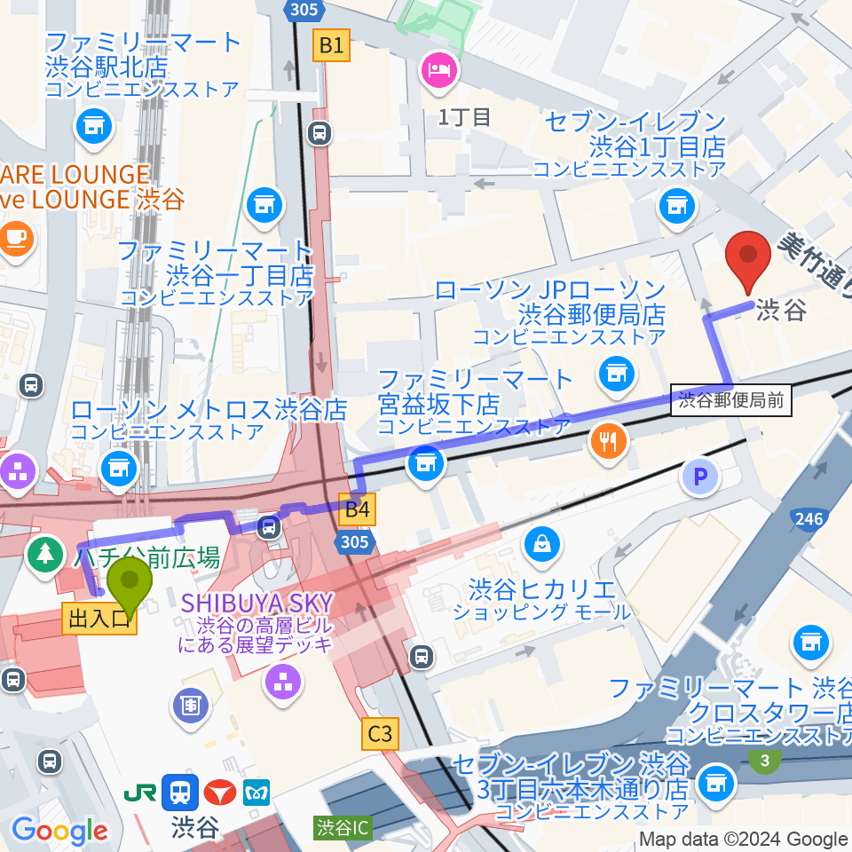 渋谷homeの最寄駅渋谷駅からの徒歩ルート 約6分 Mdata