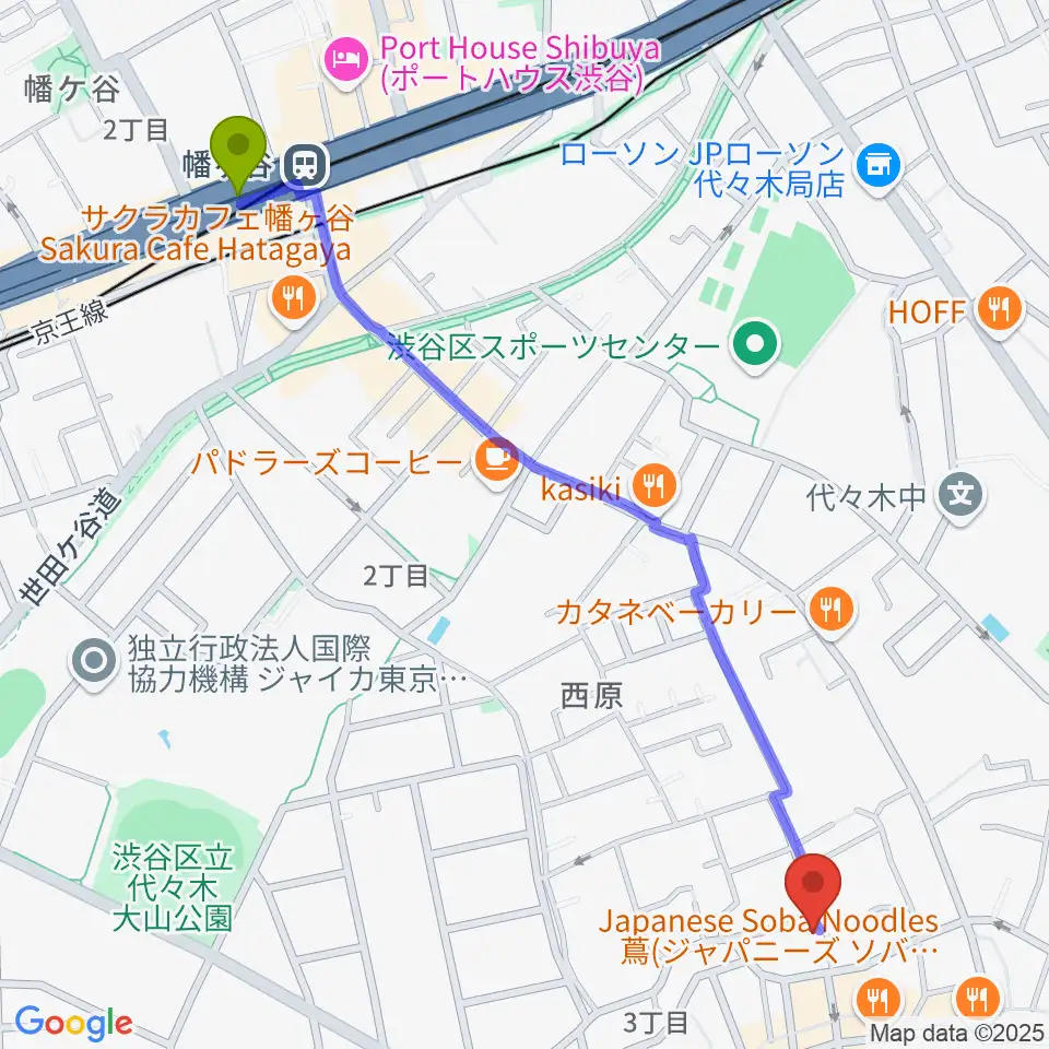 幡ヶ谷駅からムジカーザへのルートマップ地図