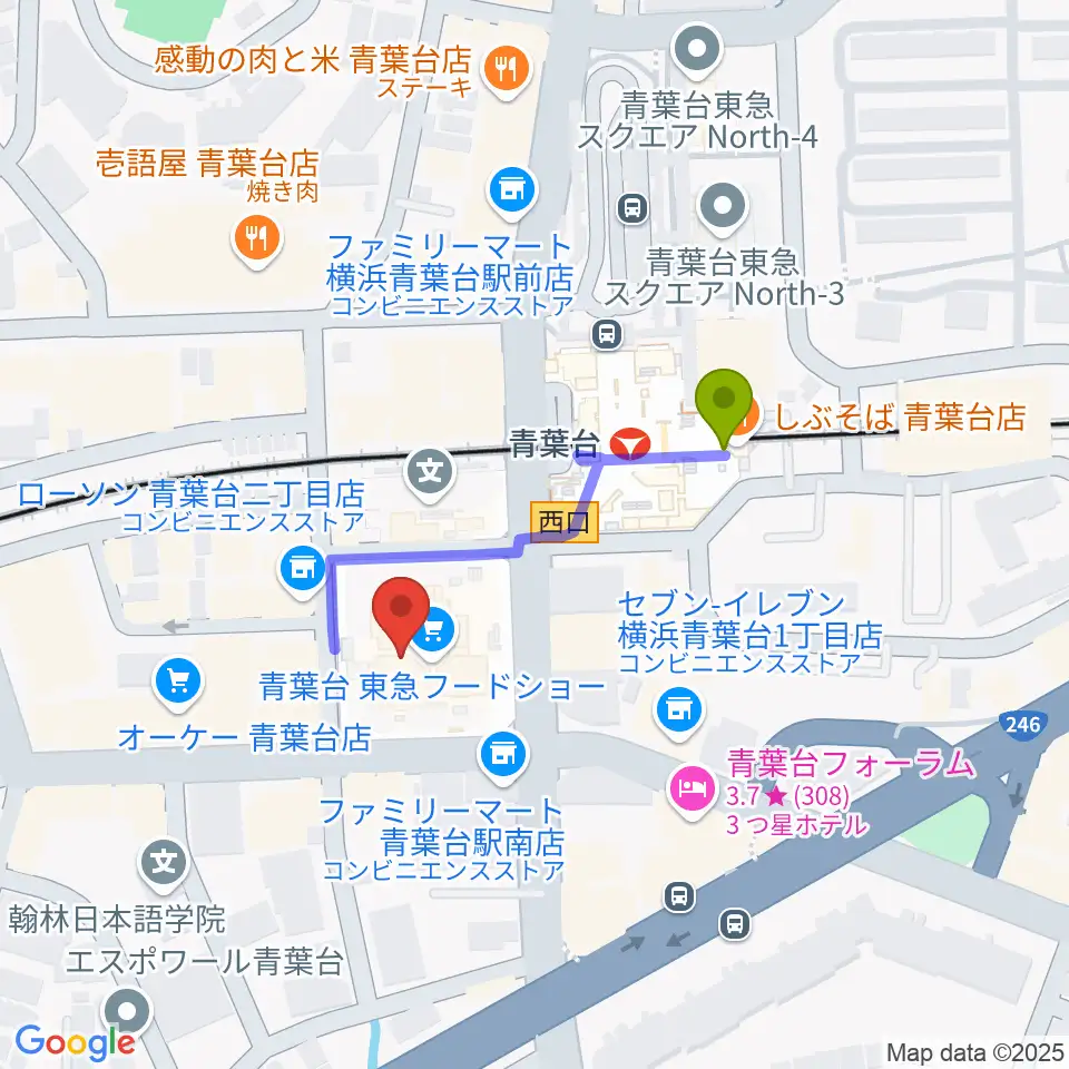 フィリアホール 横浜市青葉区民文化センターの最寄駅青葉台駅からの徒歩ルート（約3分）地図