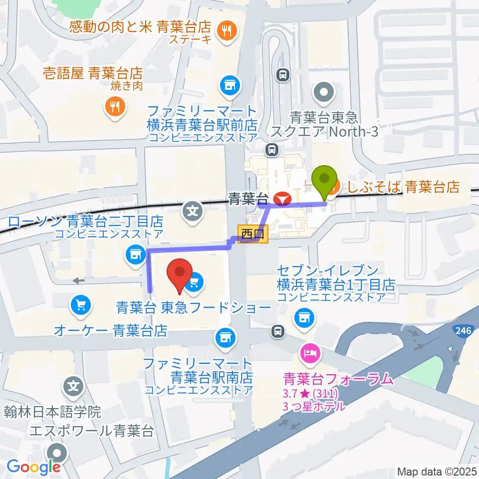 フィリアホール 横浜市青葉区民文化センターの最寄駅青葉台駅からの徒歩ルート（約3分）地図