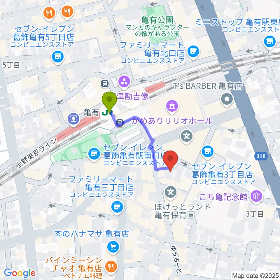 ジャズ38オルガンクラブ1968の最寄駅亀有駅からの徒歩ルート（約2分）地図