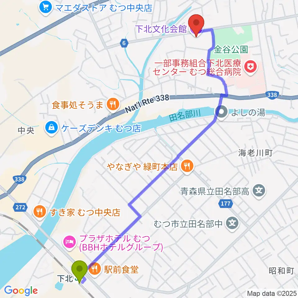 下北文化会館の最寄駅下北駅からの徒歩ルート（約26分）地図