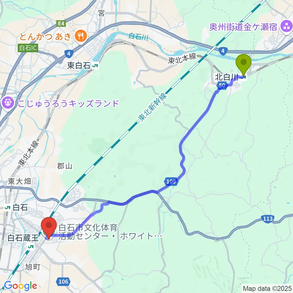 北白川駅からホワイトキューブへのルートマップ地図