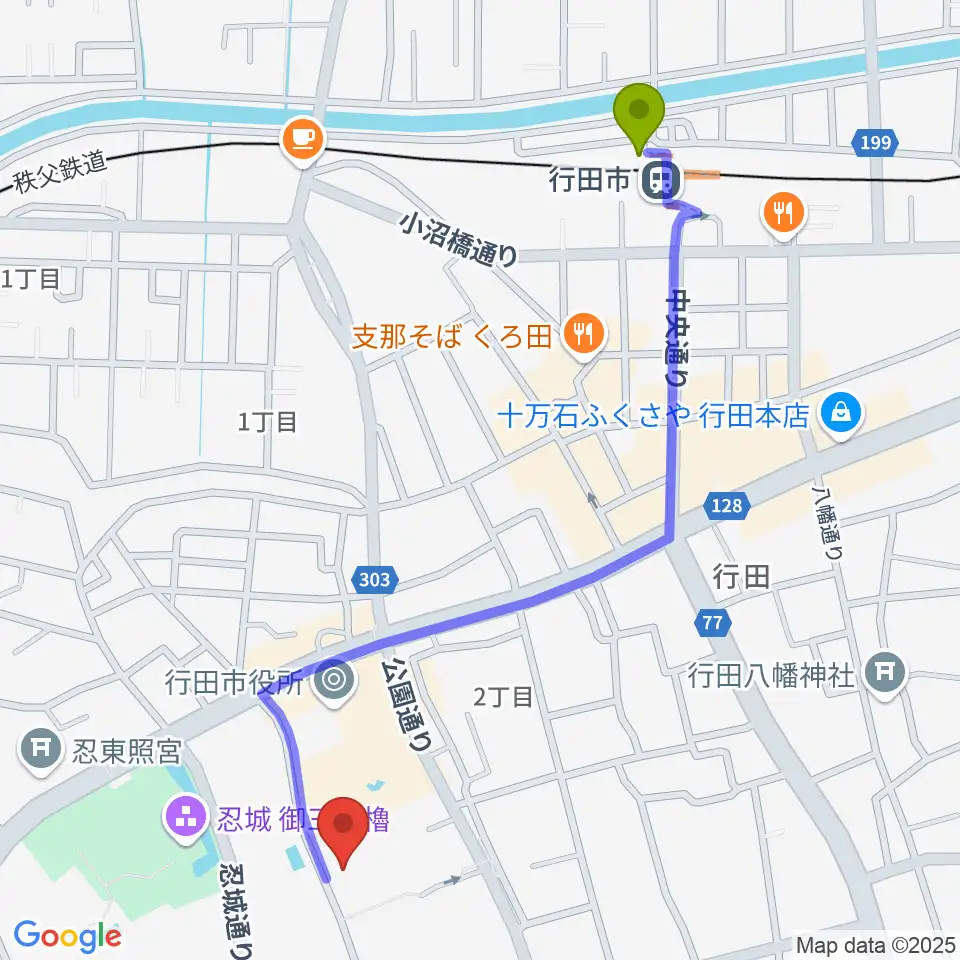 行田市産業文化会館 ベル・プラスの最寄駅行田市駅からの徒歩ルート（約12分）地図
