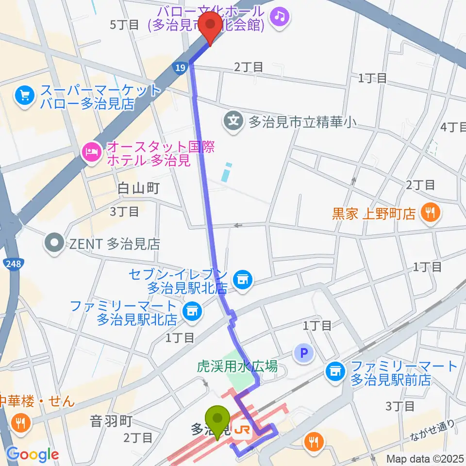 サウンドスタジオエリシアンの最寄駅多治見駅からの徒歩ルート（約13分）地図