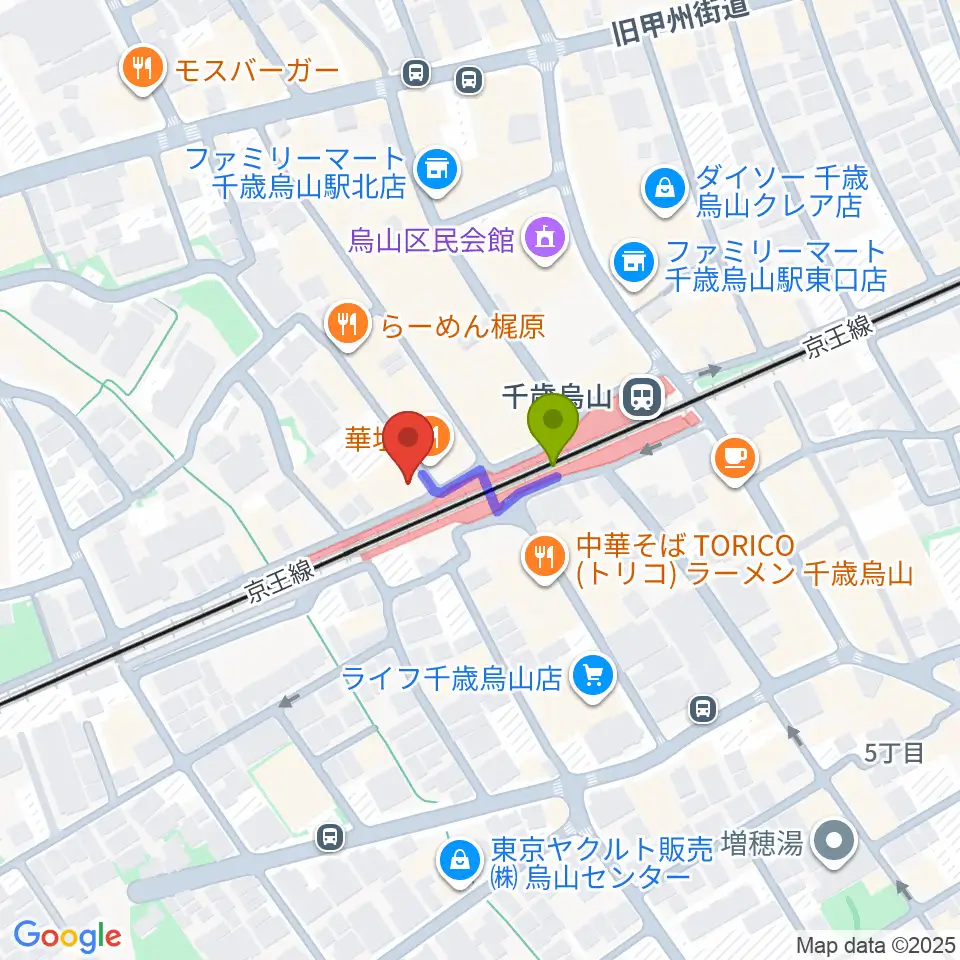 J’Z STUDIO 千歳烏山店の最寄駅千歳烏山駅からの徒歩ルート（約1分）地図
