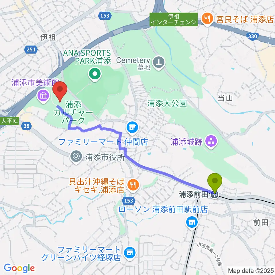 アイム・ユニバース てだこホールの最寄駅浦添前田駅からの徒歩ルート（約22分）地図