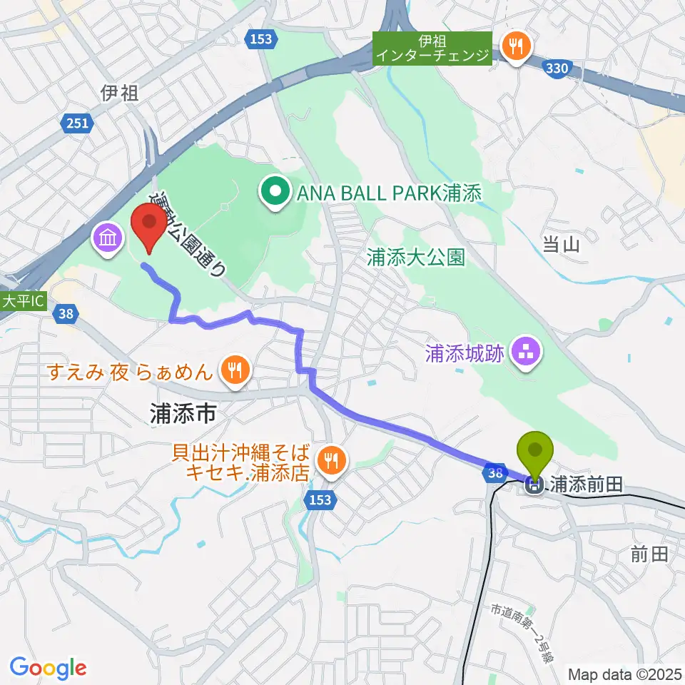 アイム・ユニバース てだこホールの最寄駅浦添前田駅からの徒歩ルート（約22分）地図