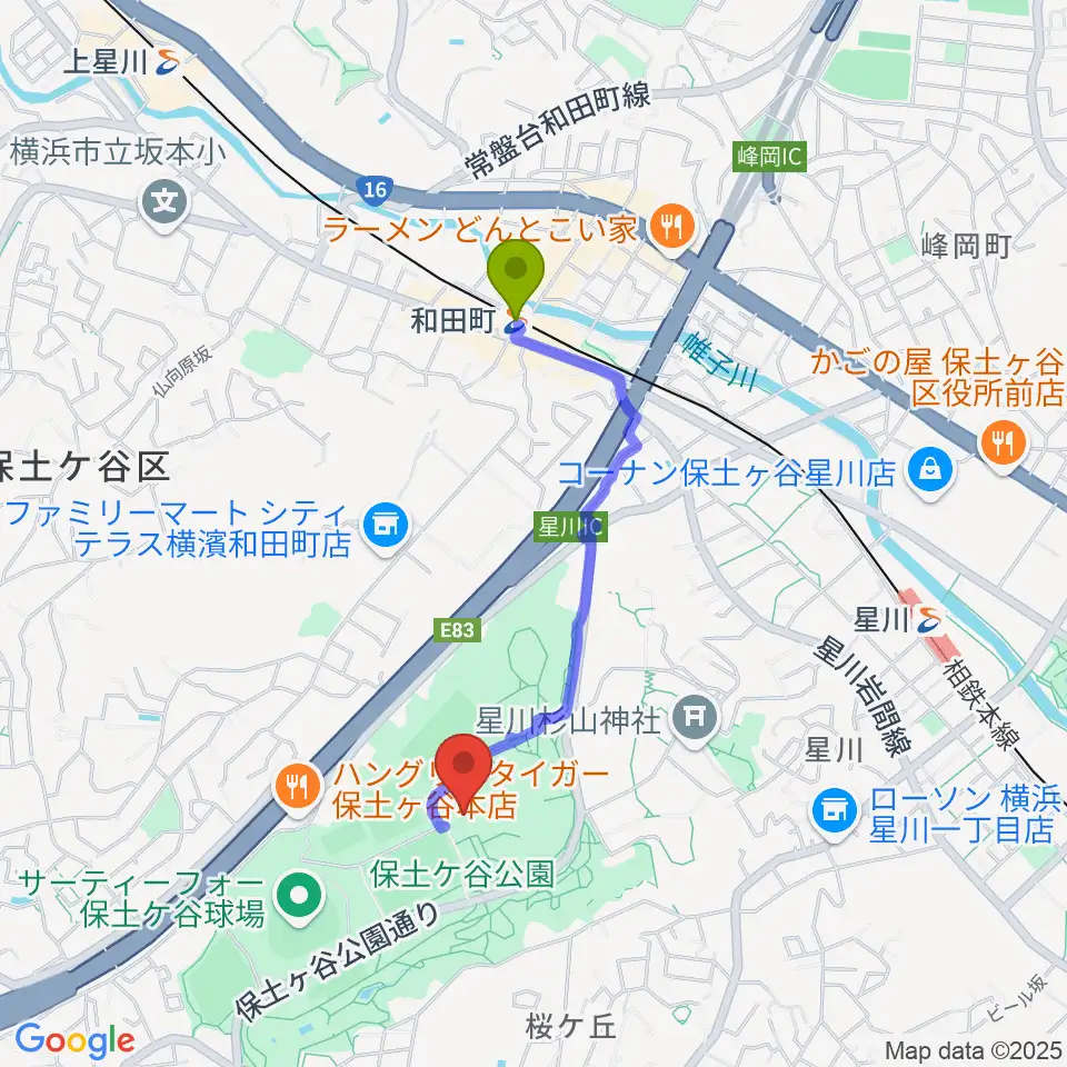 かながわアートホールの最寄駅和田町駅からの徒歩ルート（約14分）地図