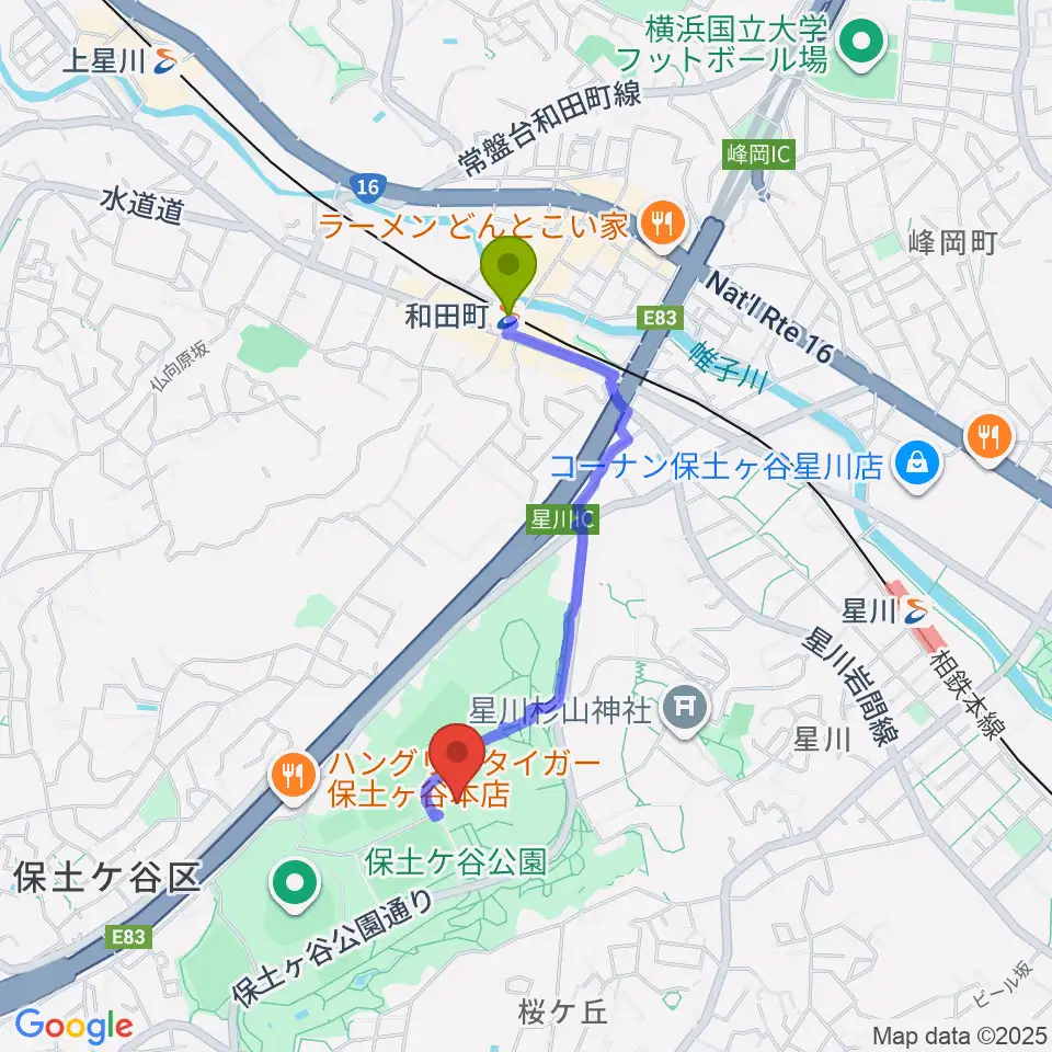 かながわアートホールの最寄駅和田町駅からの徒歩ルート（約14分）地図