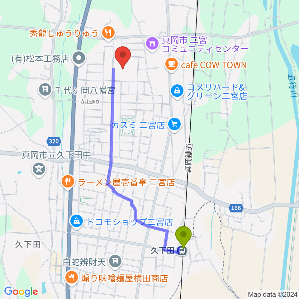 にのみやとちおとめホール 真岡市生涯学習館の最寄駅久下田駅からの徒歩ルート（約19分）地図