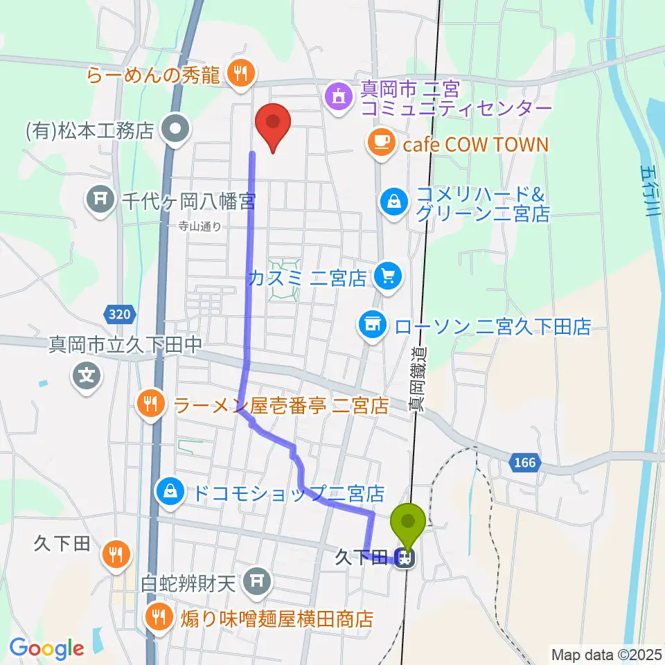 にのみやとちおとめホール 真岡市生涯学習館の最寄駅久下田駅からの徒歩ルート（約19分）地図