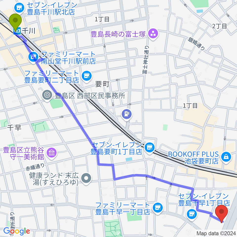 千川駅からGGサロンへのルートマップ地図